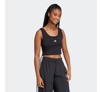 adidas Women's Essentials SMALL Logo Cotton Lifestyle Tank, Black/White, L