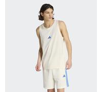 Tanktop ADIDAS SPORTSWEAR "ESSENTIALS SMALL LOGO", Herren, Gr. S, sanftes weiß, lucid ray blau, Obermaterial: 100% Baumwolle, Rundhals, Tops Tanktop, ohne Verschluss, aus Baumwolle, mit Rundhalsaussch