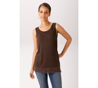 Tanktop ANISTON CASUAL, Damen, Gr. 44, braun, Single Jersey, Obermaterial: 95% Viskose (LENZING™ ECOVERO™), 5% Elasthan. Spitze: 95% Polyester, 5% Elasthan, unifarben, figurumspielend hüftbedeckend, R