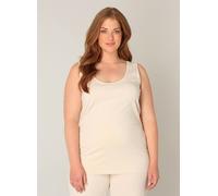 Tanktop BASE LEVEL CURVY, Damen, Gr. 48, beige (light beige), Jersey, Obermaterial: 94% Baumwolle, 6% Elasthan, unifarben, normal hüftbedeckend, Rundhals, Tops Tanktop, in großen Größen (24204831-48) 