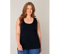 Tanktop BASE LEVEL CURVY, Damen, Gr. 50, blau (dunkelblau), Jersey, Obermaterial: 94% Baumwolle, 6% Elasthan, unifarben, normal hüftbedeckend, Rundhals, Tops Tanktop, in großen Größen (87304146-50) du