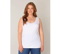 Tanktop BASE LEVEL CURVY, Damen, Gr. 52, weiß, Jersey, Obermaterial: 94% Baumwolle, 6% Elasthan, unifarben, normal hüftbedeckend, Rundhals, Tops Tanktop, in großen Größen (29647642-52) weiß