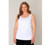 Tanktop BASE LEVEL CURVY "Style YANNE", Damen, Gr. 46, weiß, Jersey, Obermaterial: 87% Polyamid, 13% Elasthan, unifarben, regular fit hüftbedeckend, Rundhals, Tops Tanktop, in cleanem Look - unifarben