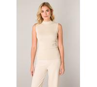 Tanktop BASE LEVEL "Yali", Damen, Gr. 40, beige, Jersey, Obermaterial: 80% Viskose, 20% Nylon, unifarben, körpernah hüftlang, Rundhals, Tops Tanktop, mit Stehkragen (10389156-40) beige