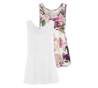 Tanktop BEACHTIME, Damen, Gr. 40/42, weiß (bedruckt, weiß), Jersey, Obermaterial: 100% Viskose. Obermaterial 2: 100% Viskose, bedruckt, figurumspielend hüftlang, Rundhals, Tops Tanktop, mit Blumendruc
