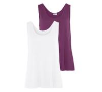 Tanktop BEACHTIME, Damen, Gr. 52/54, lila, weiß, Jersey, Obermaterial: 100% Viskose. Obermaterial 2: 100% Viskose, unifarben, figurumspielend hüftlang, Rundhals, Tops Tanktop, aus Viskose, lockere Pas