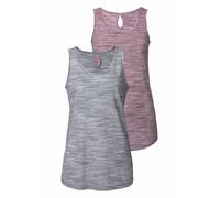 Tanktop BEACHTIME "mit Struktureffekt", Damen, Gr. 40/42, lila (beere, meliert, grau, meliert), Obermaterial: 85% Polyester, 15% Viskose, meliert, bequem hüftlang, Rundhals, Tops Tanktop, aus pflegele