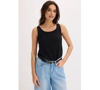 Tanktop BONPRIX, Damen, Gr. 36/38 (S), schwarz, Jersey, Obermaterial: 100% Baumwolle. Spitze: 65% Baumwolle, 35% Polyamid, unifarben, slim fit hüftbedeckend, Rundhals, Tops Tanktop, körpernaher Schnit