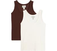 Tanktop BONPRIX, Damen, Gr. 48/50 (XL), bunt (wollweiß, terrabraun), Obermaterial: 95% Baumwolle, 5% Elasthan, schmal, Tops Tanktop, ärmelloses Design, schmale Passform, aus Baumwolle und Elasthan (69