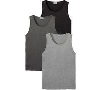 Tanktop BONPRIX, Herren, Gr. 56/58 (XL), grau (grau meliert, anthrazit meliert, schwarz), Jersey, Obermaterial: 70% Baumwolle, 30% Viskose, mehrfarbig, meliert, unifarben, regular fit hüftbedeckend, R