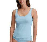 Tanktop CALIDA "Essential Cotton", Damen, Gr. S (40/42), blau (cascade blau), Single Jersey, Obermaterial: 93% Baumwolle, 7% Elasthan, figurbetont hüftlang, Rundhals, Tops Tanktop, Baumwoll-Mix, Singl