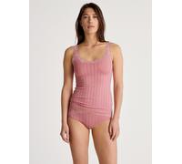 CALIDA Etude Toujours Tank Top Damen, mit Swiss+Cotton-Gütesiegel, edle Nadelstreifen-Optik und zarte Spitze am Ausschnitt
