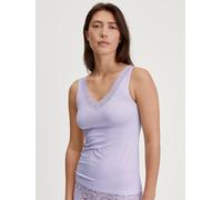 Tanktop CALIDA "Natural Comfort Lace", Damen, Gr. S (40/42), lila (orchid petal), Single Jersey, Obermaterial: 92% Baumwolle, 8% Elasthan, normal hüftbedeckend, V-Ausschnitt, Tops Tanktop, elastisch,