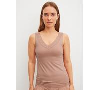 Tanktop CALIDA "Natural Comfort Lace", Damen, Gr. S (40/42), timeless taupe, Single Jersey, Obermaterial: 92% Baumwolle, 8% Elasthan, normal hüftbedeckend, V-Ausschnitt, Tops Tanktop, elastisch, V-Aus