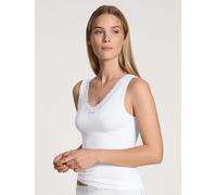 Calida Bodywear Tank-Top Natural Comfort Lace V-Ausschnitt Supima-Baumwolle Damen Weiß XS
