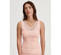 Tanktop CALIDA "Silky Wool Joy", Damen, Gr. M (44/46), rosa (pearl blush), Obermaterial: 70% Schurwolle, 30% Seide, eng hüftbedeckend, V-Ausschnitt, Tops Tanktop, mit Spitze, basic, eng, feminin, Woll