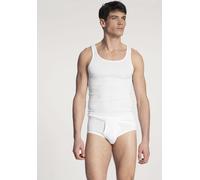 Tanktop CALIDA "Twisted Cotton", Herren, Gr. L (52/54), weiß, Feinripp, Obermaterial: 100% Baumwolle, unifarben, normal hüftbedeckend, Rundhals, Tops Tanktop, Pure Cotton, Feinripp-Qualität, Rundhals-