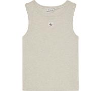 Tanktop CALVIN KLEIN JEANS "A - WVN LBL 2X2 CTTN", Damen, Gr. XXL (46), ba01 grau heather, Jersey, Obermaterial: 95% Baumwolle, 5% Elasthan, klassisch lang, Rundhals, Tops Tanktop, Mit Rundhalsausschn
