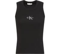 Tanktop CALVIN KLEIN JEANS "MONOGRAM RIB TANK", Damen, Gr. M (40), schwarz, Feinripp, Obermaterial: 95% Baumwolle, 5% Elasthan, unifarben, figurbetont normal, Rundhals, Tops Tanktop, Figurbetonte Pass