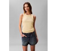Tanktop CALVIN KLEIN JEANS "MONOGRAM RIB TANK", Damen, Gr. XS (36), french vanilla, Feinripp, Obermaterial: 95% Baumwolle, 5% Elasthan, unifarben, figurbetont normal, Rundhals, Tops Tanktop, Figurbeto