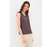 Tanktop CECIL, Damen, Gr. XXL46, rot (mulberry rot), Web, 100% Baumwolle, gestreift, normal normal, V-Ausschnitt, abgesteppt, Tops Tanktop, aus reiner Baumwolle (53115734-XXL) mulberry rot