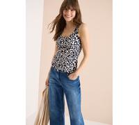 Tanktop CECIL "Style Linda", Damen, Gr. S (38), urban dunkelblau, Jersey, Obermaterial: 100% Baumwolle, regular fit normal, Rundhals, Tops Tanktop, mit Leo-Muster (10111240-S) urban dunkelblau