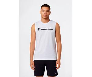 Tanktop CHAMPION "BASICS Sleeveless T-Shirt Large Logo", Herren, Gr. M, wht, Obermaterial: 100% Baumwolle, normal, Rundhals, Tops Tanktop, sportliche Schnittform, sportlicher Stil, mit Rundhalsausschn
