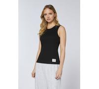 Tanktop CHIEMSEE, Damen, Gr. L (42/44), schwarz, 95% Baumwolle, 5% Elasthan, slim fit, tiefer Rundhals, Tops Tanktop, - mit kleiner Logostickerei im Nacken (93703546-L) schwarz