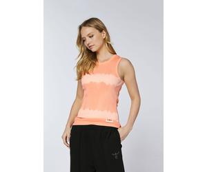 Tanktop CHIEMSEE, Damen, Gr. XS (32), orange (melon), 95% Baumwolle, 5% Elasthan, slim fit, tiefer Rundhals, Tops Tanktop, - mit kleiner Logostickerei im Nacken (24097920-XS) melon