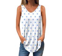 Tanktop Damen Flowy Tanktops Sommer Camisole Trägershirt Elegant Vest Top Ärmellos Bluse Lang Lässige Tank Top Tupfenmuster Oberteil Locker Unterhemden