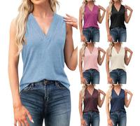 Tanktop Damen Sport Baumwolle, Damen Oberteile Elegant V Ausschnitt Sommer Einfarbig Blusen Modisches Tshirt Ärmellose Lose Tshirt Oberteile Frauen Kleidung Casual Bluse Elegant Tanktops