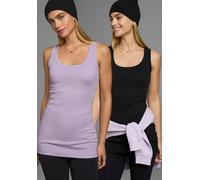 Tanktop FLASHLIGHTS, Damen, Gr. 52/54 (XXL), lila (flieder, schwarz), Feinripp, Obermaterial: 100% Baumwolle, clean, unifarben, Basic, sehr figurbetont hüftbedeckend, Rundhals, Tops Tanktop, sehr figu