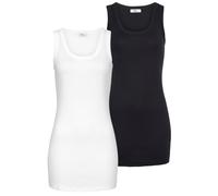 Tanktop FLASHLIGHTS, Damen, Gr. 32/34 (XS), weiß (weiß, schwarz), Feinripp, Obermaterial: 100% Baumwolle, unifarben, Basic, sehr figurbetont hüftbedeckend, Rundhals, Tops Tanktop, sehr figurbetonte Pa