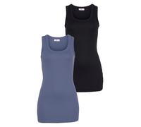 Tanktop FLASHLIGHTS, Damen, Gr. 40/42 (M), blau (blau, schwarz), Feinripp, Obermaterial: 100% Baumwolle, unifarben, Basic, sehr figurbetont hüftbedeckend, Rundhals, Tops Tanktop, sehr figurbetonte Pas