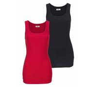 Tanktop FLASHLIGHTS, Damen, Gr. 56/58 (XXXL), rot, schwarz, Feinripp, Obermaterial: 100% Baumwolle, unifarben, Basic, sehr figurbetont hüftbedeckend, Rundhals, Tops Tanktop, sehr figurbetonte Passform