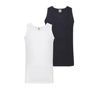 Tanktop FRUIT OF THE LOOM, Herren, Gr. L, weiß, deep navy, Single Jersey, Obermaterial: 100% Baumwolle, unifarben, schmal hüftbedeckend, Rundhals, Tops Tanktop, aus reiner Baumwolle (78328657-L) weiß,