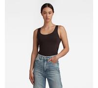 Tanktop G-STAR, Damen, Gr. XS (34), schwarz, Jersey, Obermaterial: 95% Baumwolle, 5% Elasthan, unifarben, figurbetont normal, tiefer Rundhals, Tops Tanktop, mit dezenter Stickerei (99874517-XS) schwar