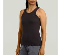 Tanktop G-STAR "Ribbed Tanktop", Damen, Gr. M (38), schwarz (dk schwarz), Single Jersey, Obermaterial: 95% Baumwolle, 5% Elasthan, unifarben, casual, gerade, ohne Ärmel, Tops (71027937-M) dk schwarz