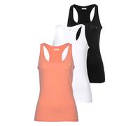 Tanktop H.I.S, Damen, Gr. 40, bunt (schwarz, weiß, koralle), Obermaterial: 95% Baumwolle, 5% Elasthan, Basic, figurumspielend, Rundhals, Tops Tanktop, Softer Feinripp mit elastischer Baumwolle für hoh