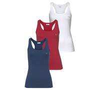 Tanktop H.I.S, Damen, Gr. 46, bunt (marine, weiß, rot), Obermaterial: 95% Baumwolle, 5% Elasthan, Basic, figurumspielend, Rundhals, Tops Tanktop, Softer Feinripp mit elastischer Baumwolle für hohen Tr