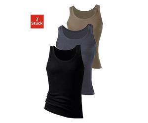 Tanktop H.I.S "Feinripp", Herren, Gr. 8 (XXL), grün (olivgrün, schwarz, anthrazit), Feinripp, Obermaterial: 100% Baumwolle, unifarben, Basic, figurbetont, tiefer Rundhals, eingefasste Kante, Tops Tank