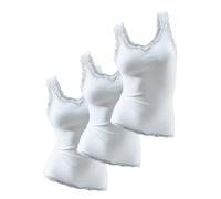 Tanktop H.I.S "mit Spitze", Damen, Gr. 44/46, weiß, Feinripp, Obermaterial: 100% Baumwolle, unifarben, Basic, körpernah, Rundhals, Tops Tanktop, aus reiner Baumwolle, Feinripp, sommerlich leicht, Tops