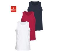 Tanktop H.I.S "Unterhemd für Herren", Herren, Gr. 10/4XL, bunt (weiß, rot, marine), Jersey, Obermaterial: 100% Baumwolle, unifarben, Basic, körpernah, Rundhals, Tops, mit Rundhals aus Baumwolle (77655