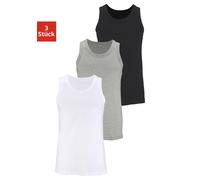 Tanktop H.I.S "Unterhemd für Herren", Herren, Gr. 10/4XL, schwarz-weiß (grau, meliert, weiß, schwarz), Jersey, Obermaterial: 100% Baumwolle, unifarben, Basic, körpernah, Rundhals, Tops Tanktop, mit Ru