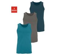 Tanktop H.I.S "Unterziehshirt, Unterhemd für Herren", Herren, Gr. 10/4XL, grün (dunkelpetrol, dunkelgrau, petrol), Single Jersey, Obermaterial: 100% Baumwolle, unifarben, Basic, körpernah normal, Rund