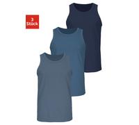 Tanktop H.I.S "Unterziehshirt, Unterhemd für Herren", Herren, Gr. 5/M, blau (dunkelblau, mittelblau, blau), Single Jersey, Obermaterial: 100% Baumwolle, unifarben, Basic, körpernah normal, Rundhals, T