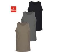 Tanktop H.I.S "Unterziehshirt, Unterhemd für Herren", Herren, Gr. 6/L, grün (olivgrün, schwarz, dunkelgrau), Single Jersey, Obermaterial: 100% Baumwolle, unifarben, Basic, körpernah normal, Rundhals, 