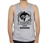 Tanktop Herren Tank Top Männer - Angeln - Angler Geschenk - 3XL - Grau meliert - Angel carp fischen Fishing Fisch Karpfen angelzubehör Name Fischer heißen angelfan