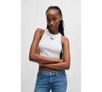 HUGO Crop-Tanktop aus Stretch-Baumwolle mit blauem Logo-Label - Style Baby Tank_B, 50511450 Weiß XS