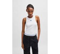 Tanktop HUGO BLUE "Easy Tank", Damen, Gr. S, weiß (weiß 100), Feinripp, Obermaterial: 96% Baumwolle, 4% Elasthan, unifarben, slim fit normal, Rundhals, Tops Tanktop, Stretch-Baumwolle, Slim Fit (38478